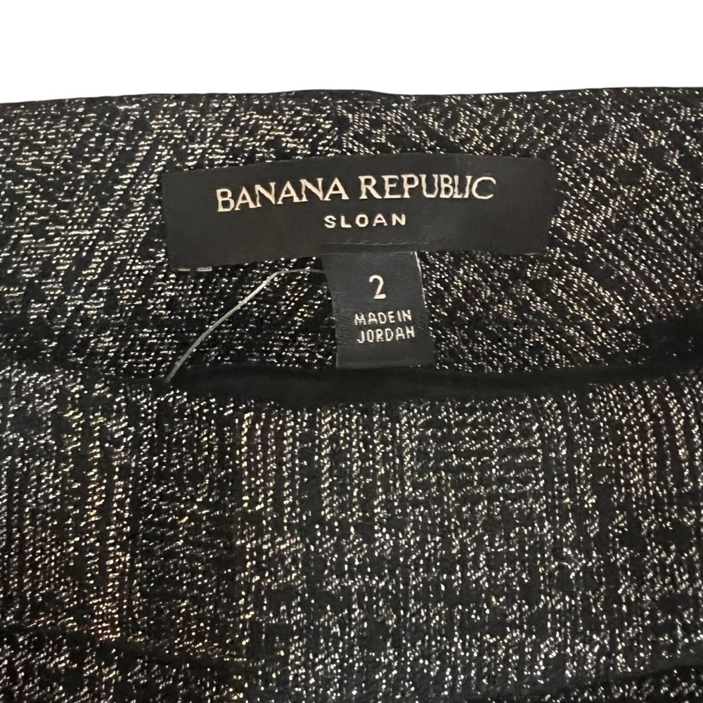 Banana Republic Curvy Sloan Hi-rise Silver Metallic Black Pants women’s size 2 - Picture 2 of 7